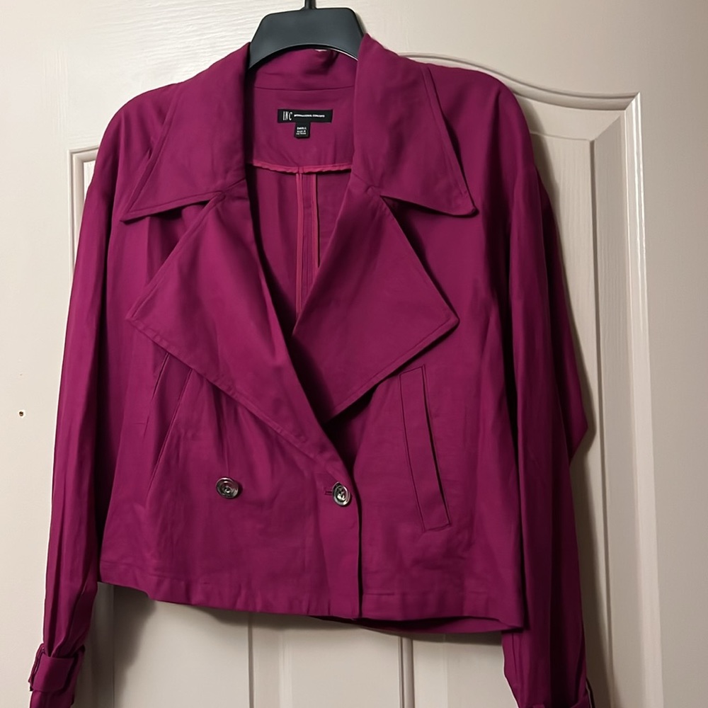 🌺 INC International Concept Burgundy Linen Blazer size S